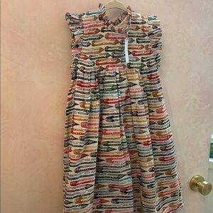 Pink Chicken Stevie Colored Pencil Print Kids Dress